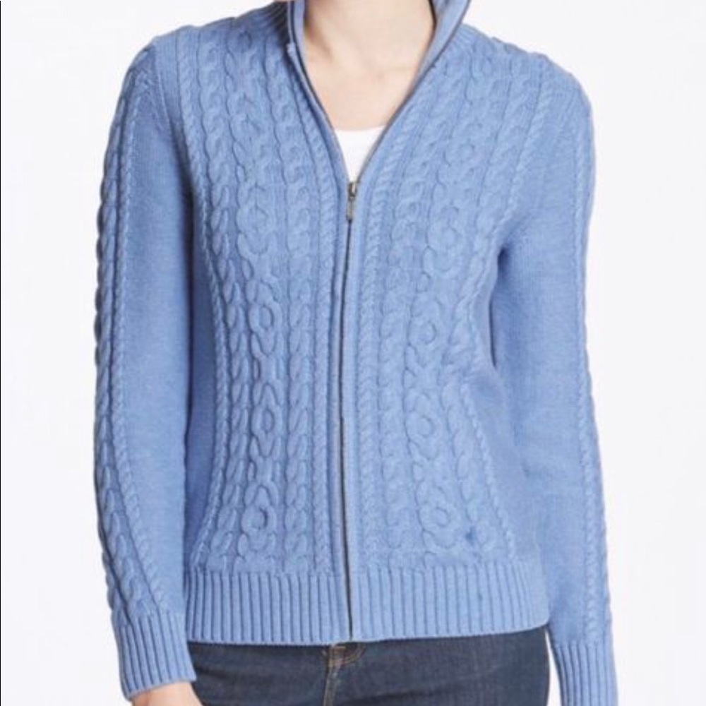 L.L.Bean Mixed-Cable Sweater, Zip-Front Cardigan